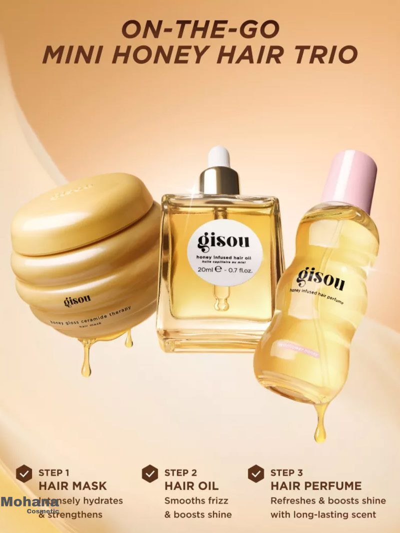 ست مراقبت از مو گیسو مدل On The Go Honey Hair Trio - Image 2